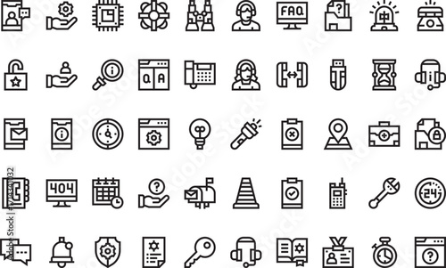 Computer and technology support Modern Illustration Symbol Design Template for Web and Mobile UI. Editable Stroke Pictogram for Business Projects and Apps.