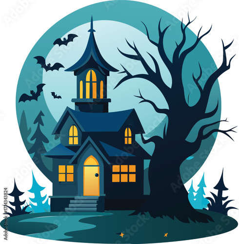 - spooky halloween night scene