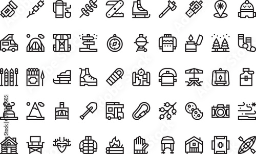 Outdoor and camping activities- Modern Illustration Symbol Design Template for Web and Mobile UI. Editable Stroke Pictogram for Business Projects and Apps.
