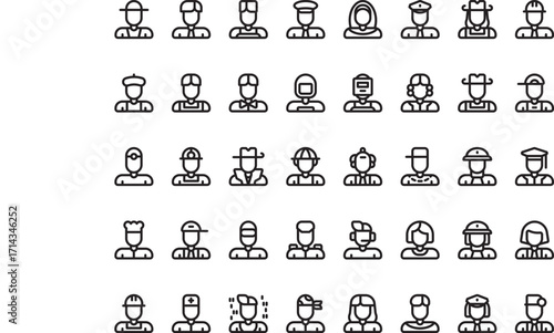 Professions and occupations Modern Illustration Symbol Design Template for Web and Mobile UI. Editable Stroke Pictogram for Business Projects and Apps.