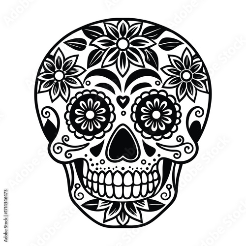 Day of the Dead Sugar Skull with Floral Design