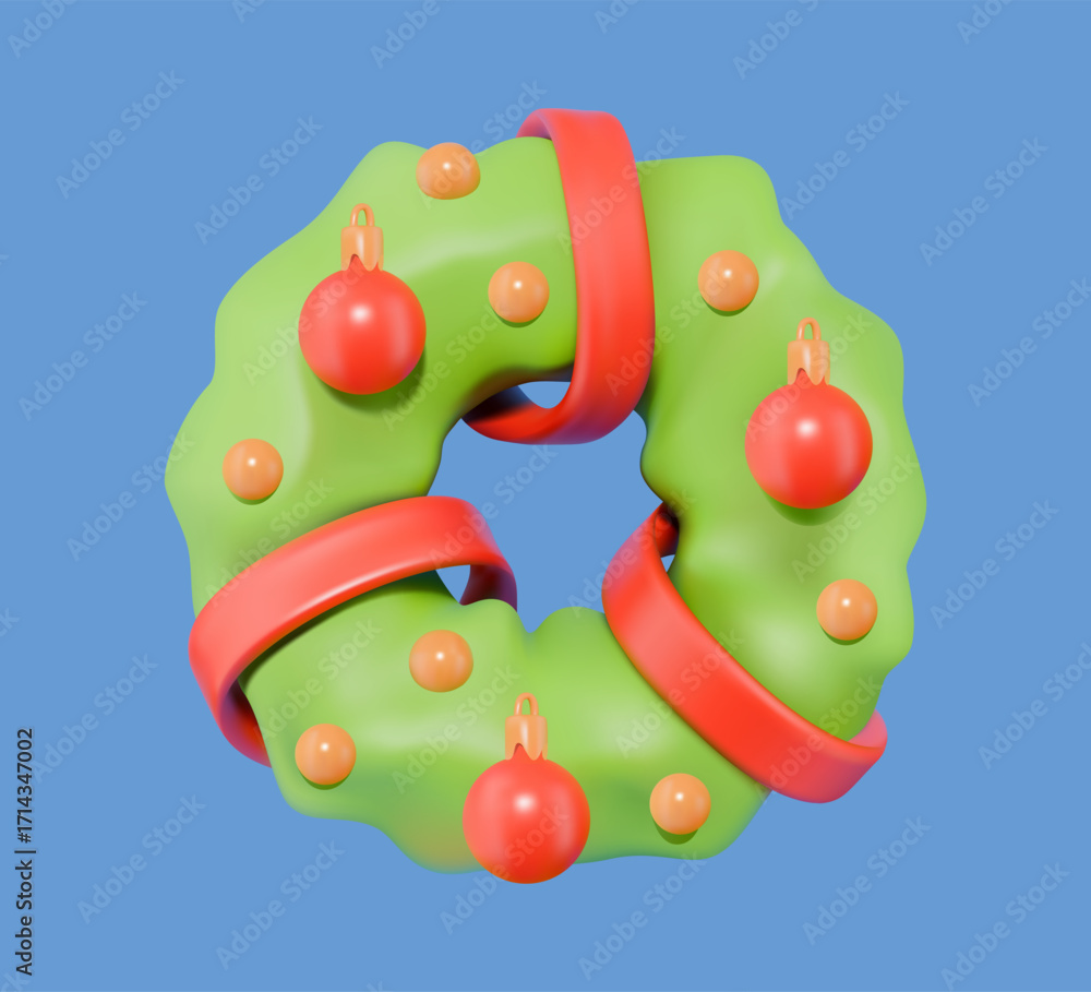 Naklejka premium Christmas wreath 3D vector icon