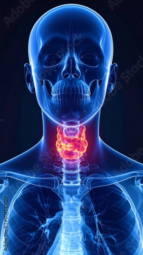 Anatomical illustration of the human throat and neck