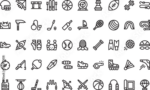 Sports and fitness equipment Modern Illustration Symbol Design Template for Web and Mobile UI. Editable Stroke Pictogram for Business Projects and Apps.
