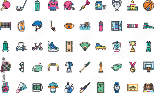 Sports and fitness equipment- Modern Illustration Symbol Design Template for Web and Mobile UI. Editable Stroke Pictogram for Business Projects and Apps.