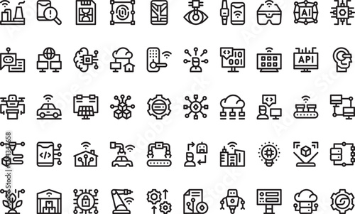 Technology and industry Modern Illustration Symbol Design Template for Web and Mobile UI. Editable Stroke Pictogram for Business Projects and Apps.