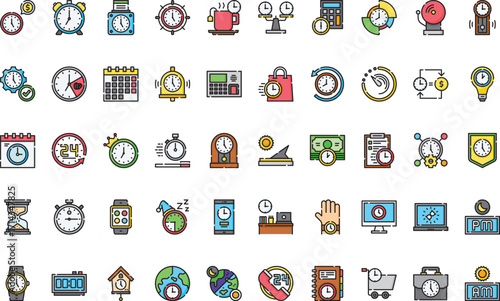 Time management and organization- Modern Illustration Symbol Design Template for Web and Mobile UI. Editable Stroke Pictogram for Business Projects and Apps.