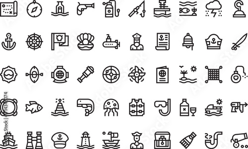 Underwater and maritime activities Modern Illustration Symbol Design Template for Web and Mobile UI. Editable Stroke Pictogram for Business Projects and Apps.