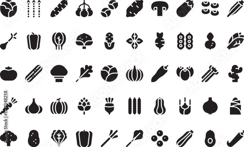 Vegetable and fruits  Modern Illustration Symbol Design Template for Web and Mobile UI. Editable Stroke Pictogram for Business Projects and Apps.