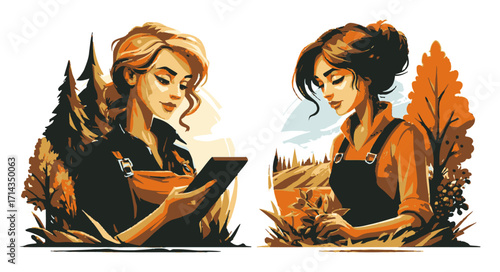 Cozy Workspace with Plants and an Outdoor Garden Scene in Flat Design