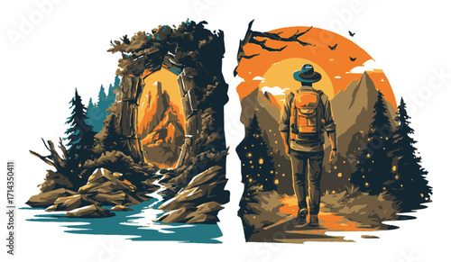 Women in Autumn: Reading and Harvesting Nature's Bounty Illustration