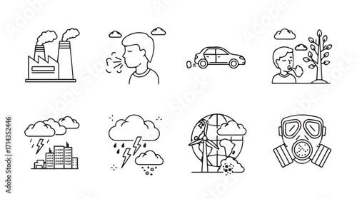 Environmental pollution and its impact on human health and nature silhouette