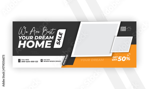 Home repair social media and facebook cover web banner design template