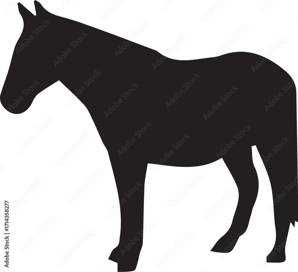 Obraz premium Elegant Horse Silhouette: A simple yet striking silhouette of a horse, the dark form defining its graceful posture and highlighting its timeless beauty.