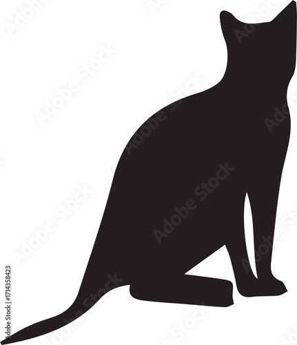 Silhouette of a Cat: This is a stark, graphic representation of a sleek domestic cat, captured in an elegant pose. A timeless icon for the love of felines.