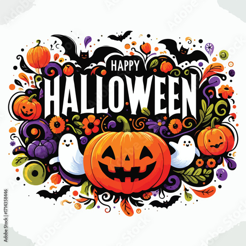 Vector image of halloween sentence