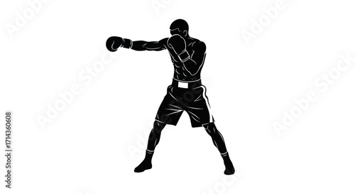 Dynamic silhouette of boxer throwing a punch