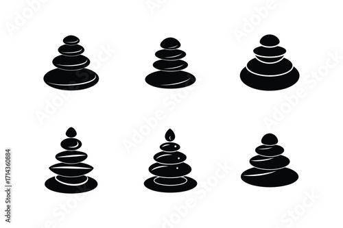 zen stones icon silhouette vector illustration
