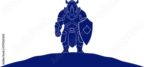 cobalt rhino guardians silent vigil, a powerful silhouette, isolated on transparent background