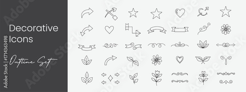 Hand Drawn Vector Doodle Icons Set, Outline Sketch Elements Collection for Creative Design and EPS Illustrations