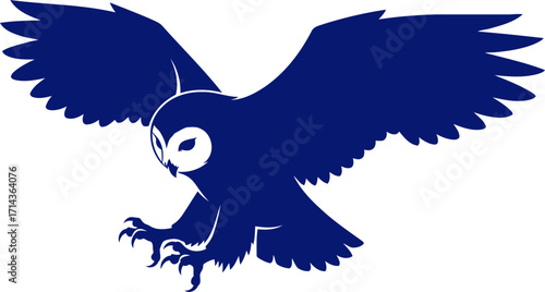 majestic owls silent descent a navy blue silhouette of graceful power, isolated on transparent background