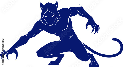 shadow stalkers silent prowl a blue catlike creatures night hunt, isolated on transparent background