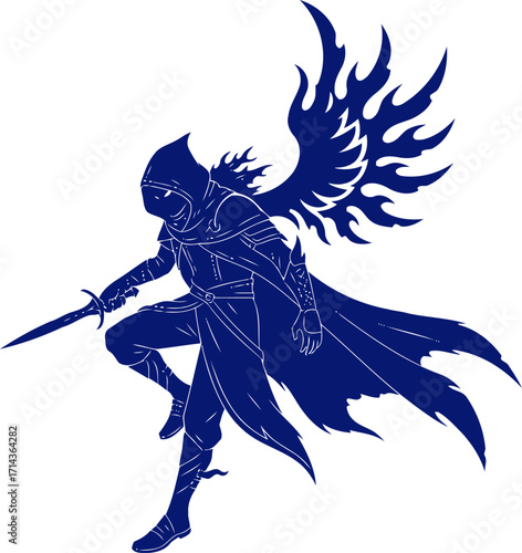 shadow winged assassin midnight prowess, deadly grace, silent flight, isolated on transparent background
