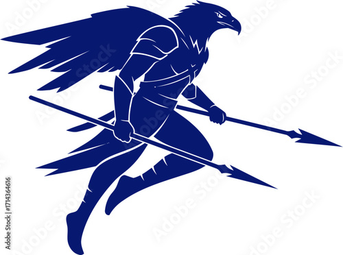 the blue eagle warriors swift descent a silhouette of power and determination, isolated on transparent background