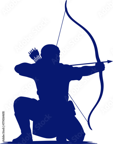 the blue archers focused ambush a silhouette of impending precision and deadly grace, isolated on transparent background