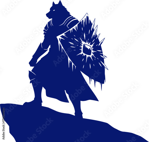 the lone wolf guardian a chilling silhouette of courage and duty, isolated on transparent background