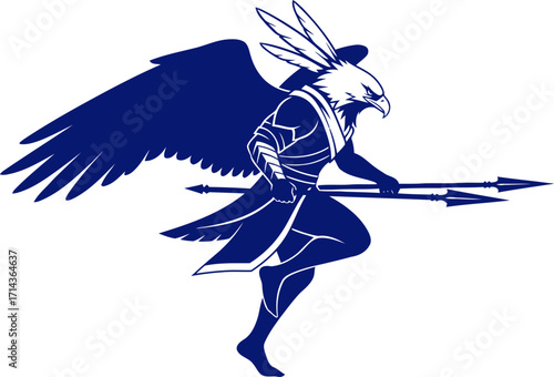 the eagle warriors swift descent a navy blue silhouette of aerial assault and imminent victory, isolated on transparent background