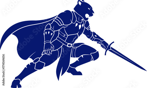 the obsidian panther knight a shadowy silhouette of ambush and stealth, isolated on transparent background