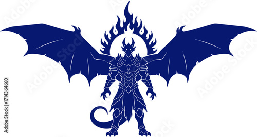 the obsidian dragon knight a fiery silhouette of power and arcane might, isolated on transparent background