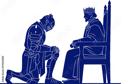 a royal audience a knights humble plea before his king, isolated on transparent background