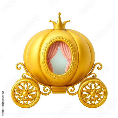 Royal Golden Pumpkin Chariot Enchanted Fairytale Coach with Decorative Wheels.eps