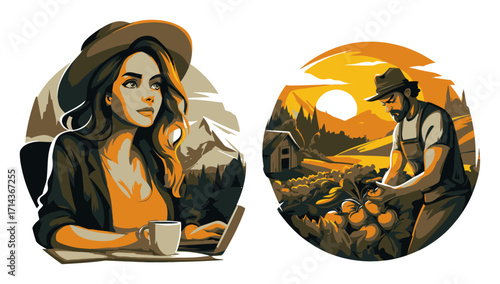 Majestic Wilderness Scene with Hiker and Serene Mountain Landscape