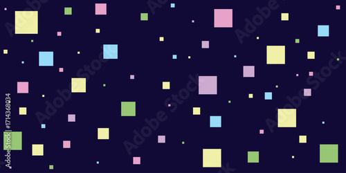 Abstract multi color square geometric shape with deft blue background | Modern blue, yellow, cyan, orange, eminence color futuristic design | Innovative template for cover, decoration, seminar, web