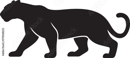 Black silhouette of a jaguar on a white background, outline style