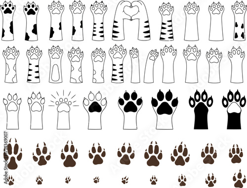 Animal Paw Prints: Dog and Cat Silhouette Vector
