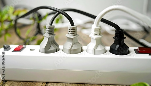 Multi-outlet extension cord with plugs