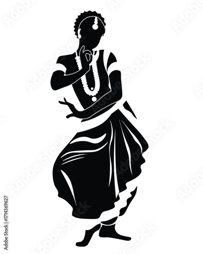 Traditional Indian classical dance silhouette artwork with cultural elegance and expression