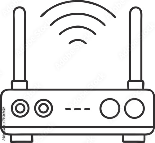 Modern wireless router with antennas and signal waves icon for network connectivity vector