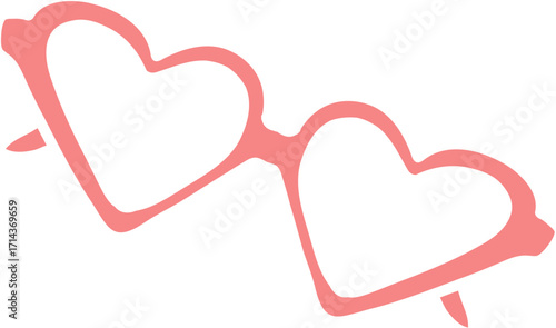Coastal themed hand drawn vector illustration. Heart shaped sunglasses 