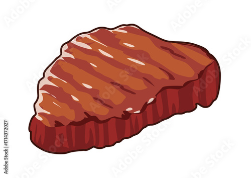 Savory grilled steak with distinctive char marks showcasing rich flavor and juicy texture. Food concept