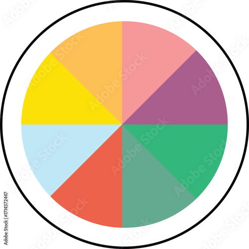 Free Download A colorful pie chart divided into eight vibrant segments, symbolizing data and analysis. - GFXLoad