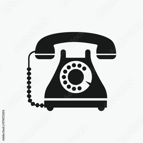 Old telephone silhouette, Retro Phone Vintage Old Technique Silhouette.
