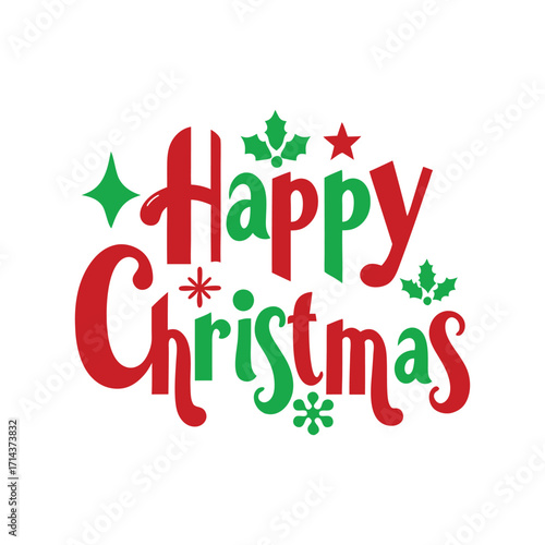 Happy Christmas Typography T-Shirt Design for Festive Apparel