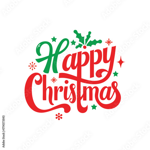 Happy Christmas Typography T-Shirt Design for Festive Apparel