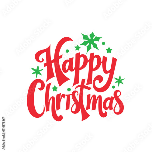 Happy Christmas Typography T-Shirt Design for Festive Apparel