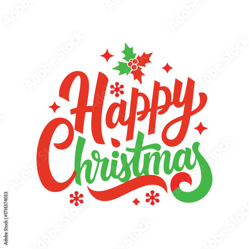 Happy Christmas Typography T-Shirt Design for Festive Apparel